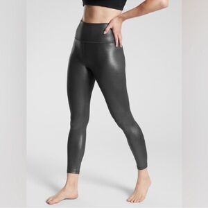 Athleta Black High-Waisted Leggings with Glossy Finish